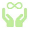 a green hands holding a symbol