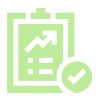 a green and black icon with a check mark and a clipboard